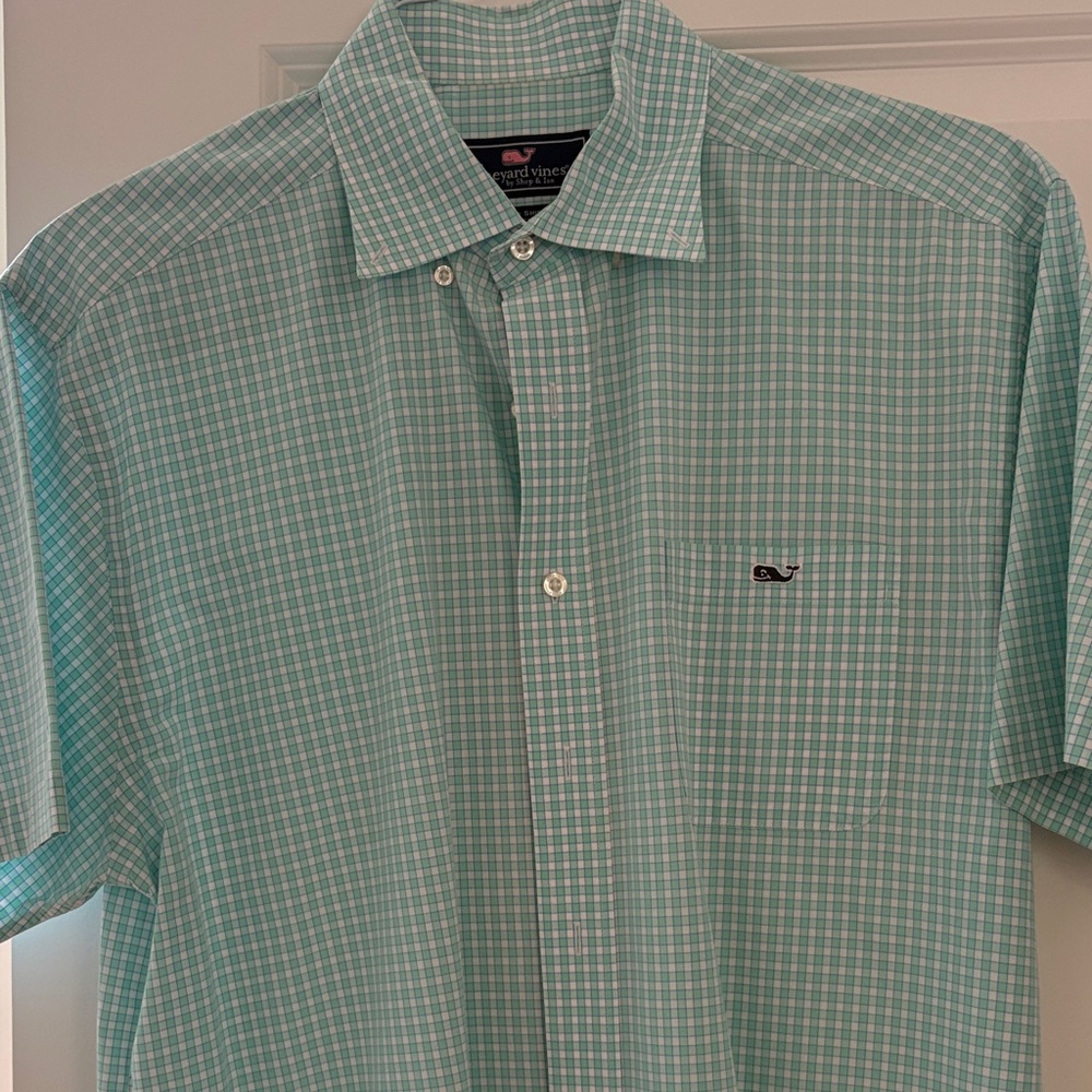 Vineyard Vines Men's Aqua Plaid Shirt